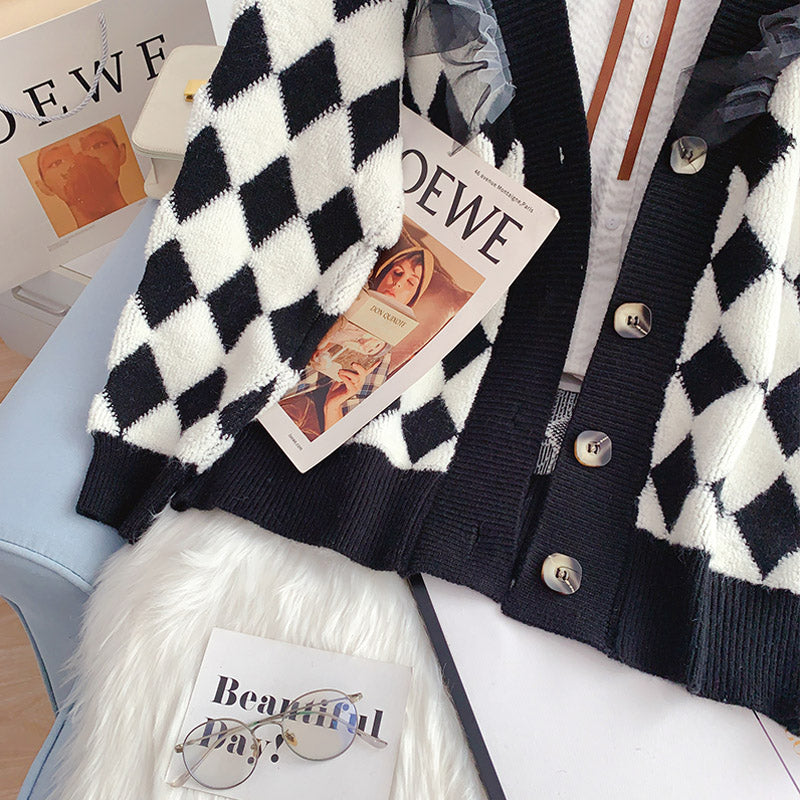 Lingge cardigan sweater coat female  5153