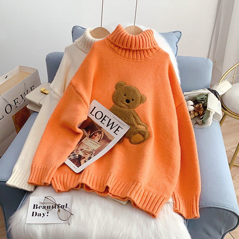 Cartoon Bear Lazy Wind Pullover im ausländischen Stil 5238