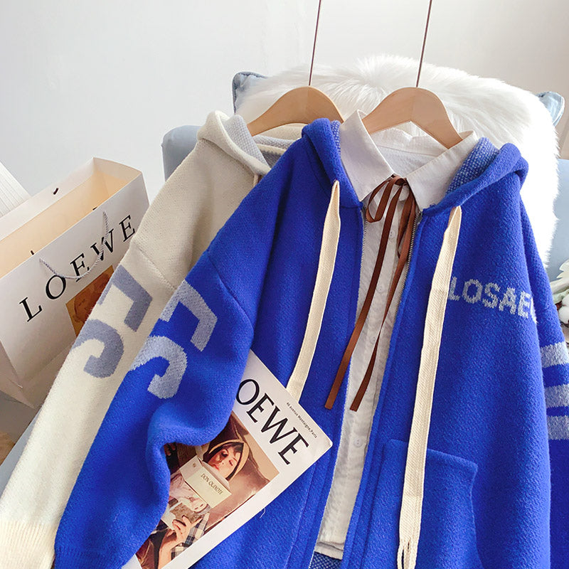 Klein Blue Cardigan Bodyguard mit Kapuze 5247