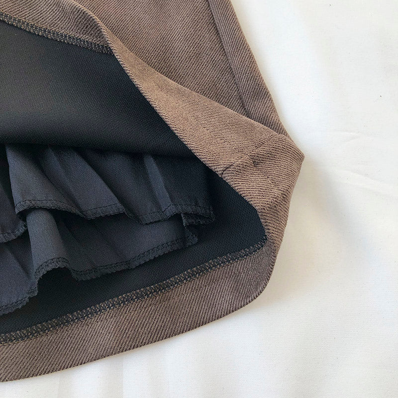 New Korean solid color basic versatile elastic waist A-line skirt  5289