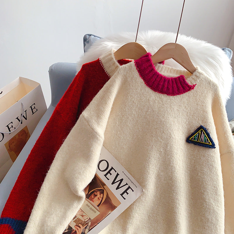 Rundhals-Pullover im College-Stil, neues Top 5167