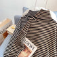 High neck stripe bottomed sweater  5183