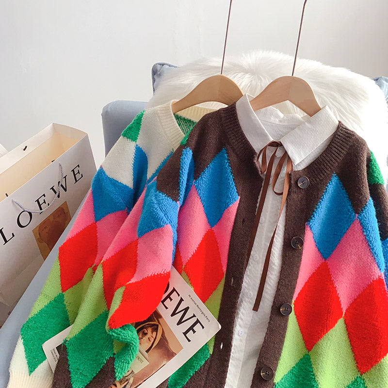 Kontrast Lingge Pullover Mantel Cardigan Design Top 5249