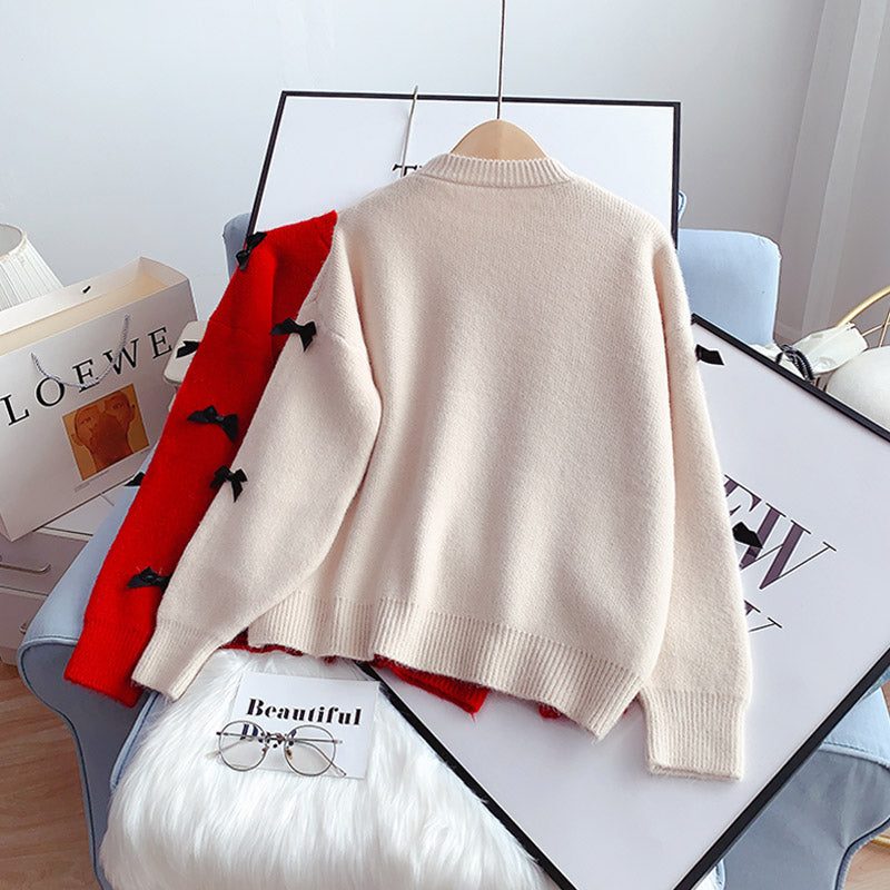 Sanfter Schleifenpullover Pullover Pullover Top 5120