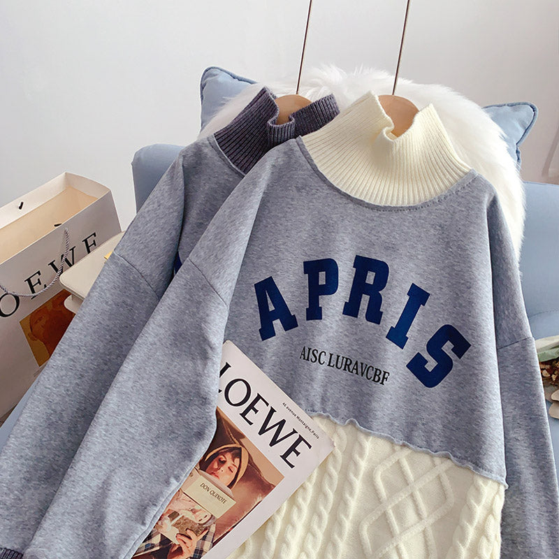 High neck sweater design sense of minority knitted bottoming shirt  5230