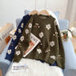 Vintage-Blumen-Pullover Rundhals-Jacquard-Pullover 5207