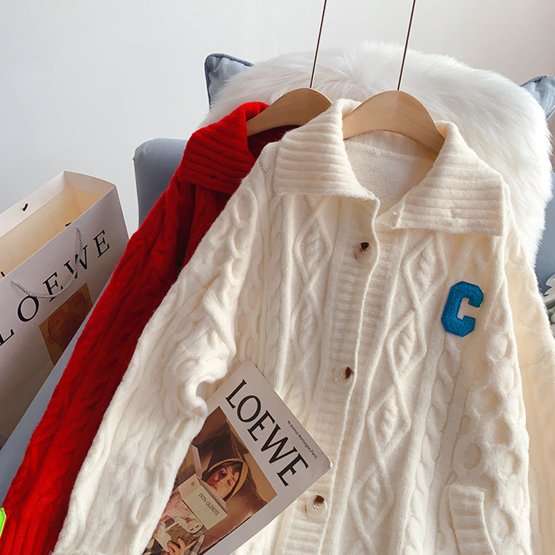 Vintage twist red sweater coat cardigan  5263