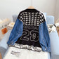 Vintage Port style sleeve denim sweater splicing coat  5121