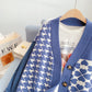 Vintage Port style sleeve denim sweater splicing coat  5121