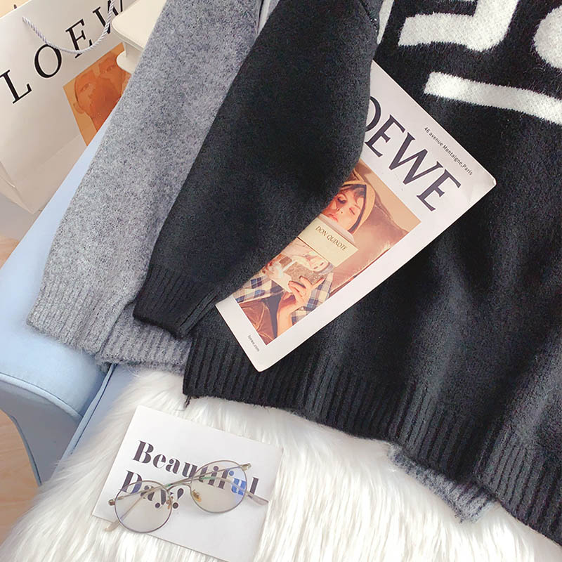 Languid wind and foreign style aging bottomed sweater  5155