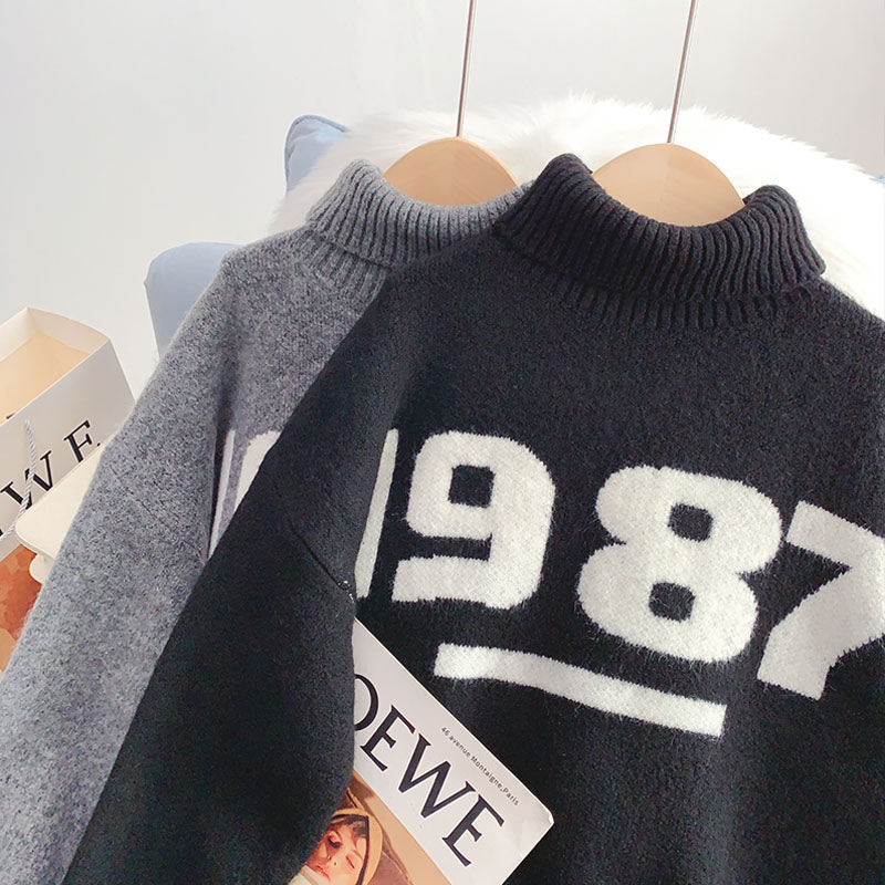 Languid wind and foreign style aging bottomed sweater  5155