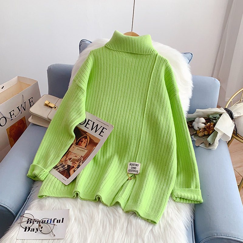 Lazy wind high neck sweater thickened bottomed Shirt Top  5208