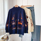 Heavy industry embroidery sweater retro Hong Kong Style half high collar  5160