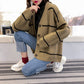Harajuku sweater cardigan Plaid knitted jacket  5268