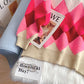 Lazy wind Lingge V-Neck Sweater Korean sweater  5128