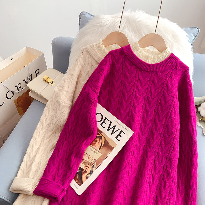 Design Sense Hanf-Pullover mit Spitzenkragen 5110