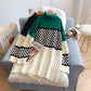 Checkerboard turtleneck sweater dress  5210