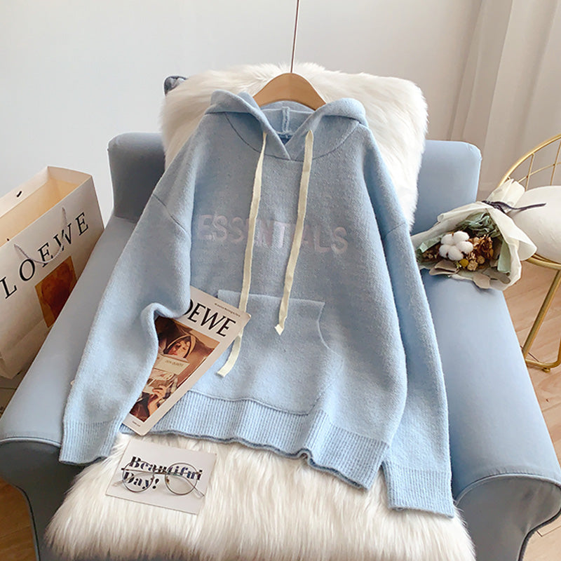 Lazy letter embroidered Hoodie sweater  5158