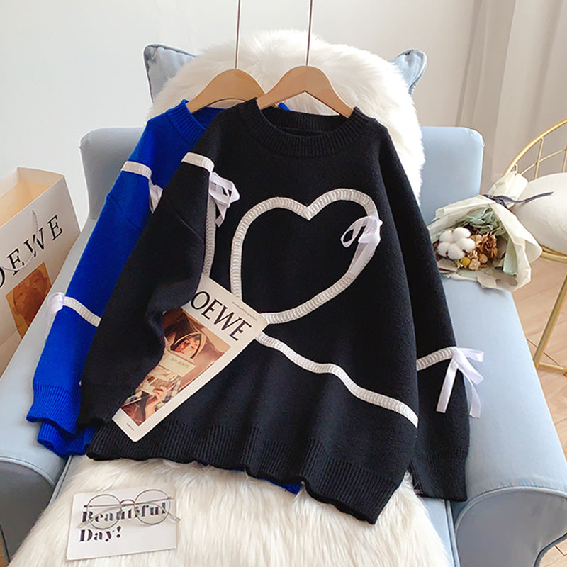 Klein Blue Ribbon Love dekorativer Pullover 5213