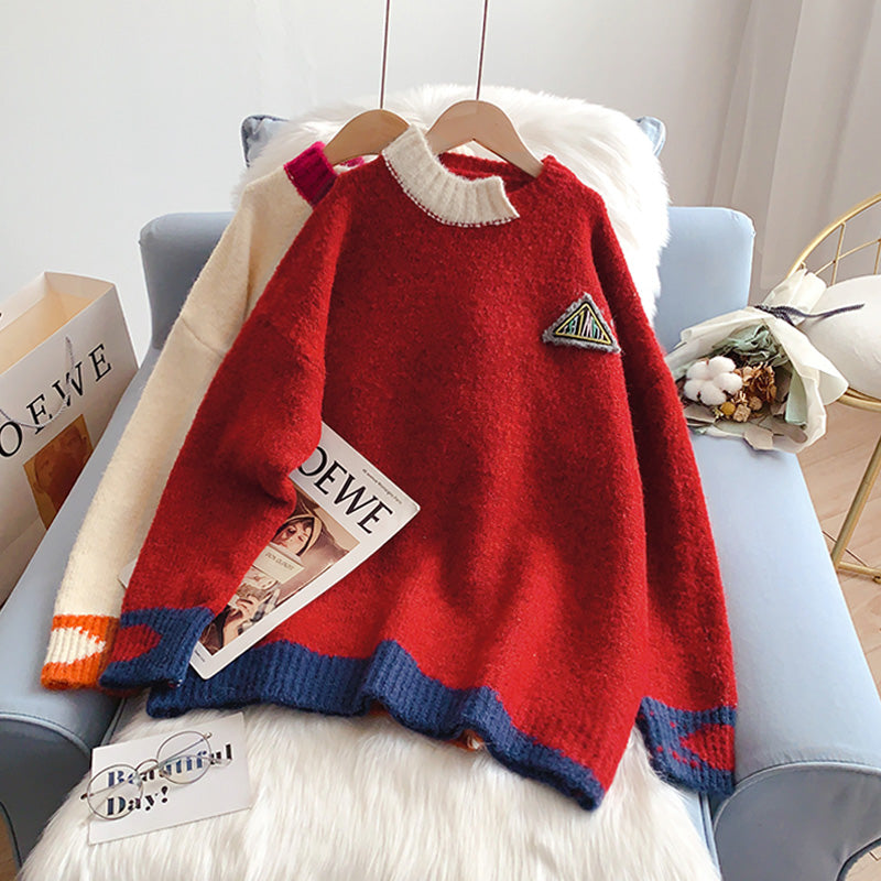 Rundhals-Pullover im College-Stil, neues Top 5167