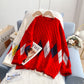 Vintage Lingge jacquard sweater, lazy and advanced  5227