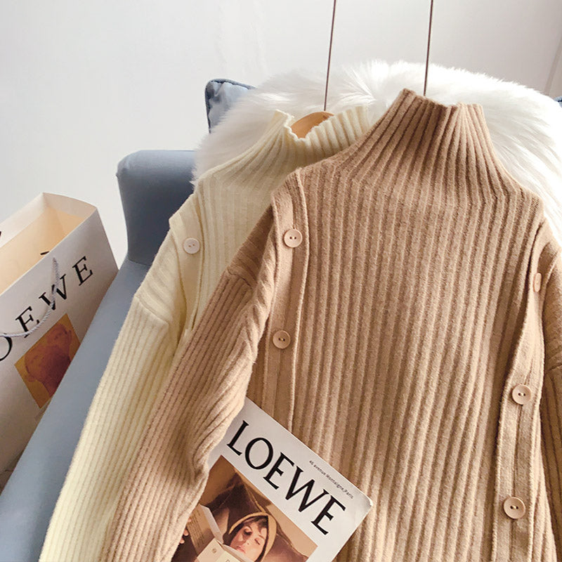 Vintage Strickjacke mit Stehkragen und Knöpfen 5138