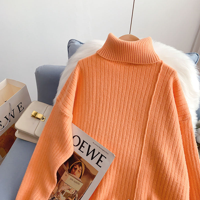 Lazy wind high neck sweater thickened bottomed Shirt Top  5208