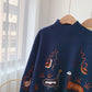 Heavy industry embroidery sweater retro Hong Kong Style half high collar  5160