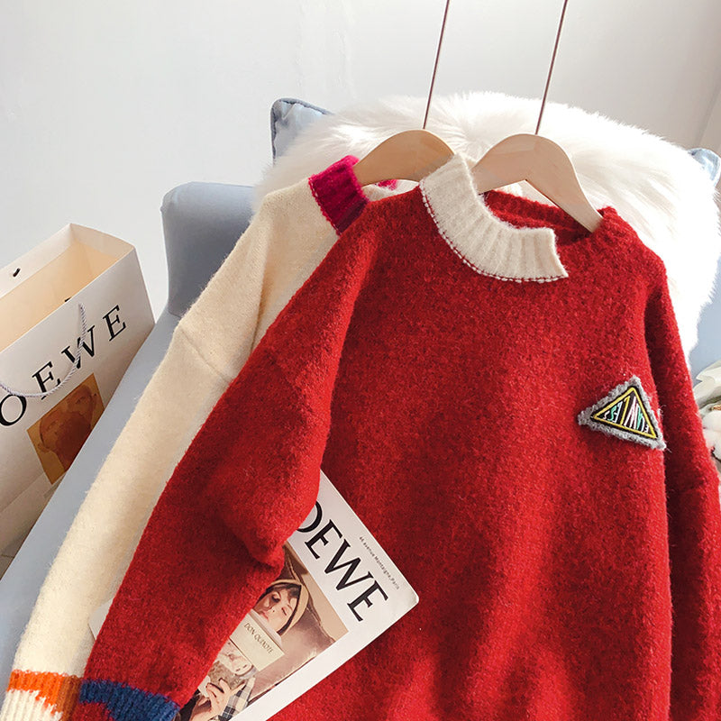 Rundhals-Pullover im College-Stil, neues Top 5167