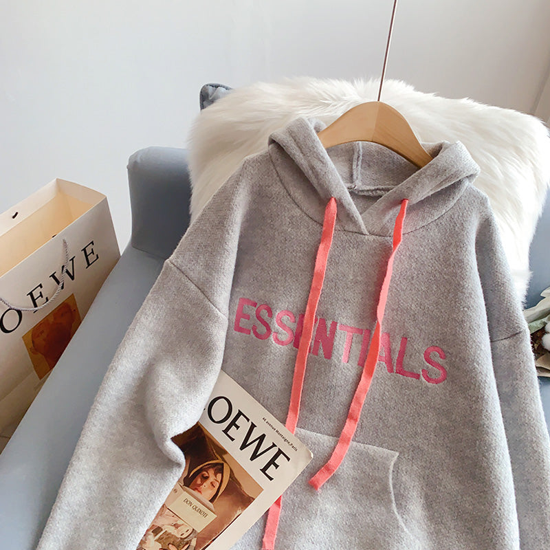Lazy letter embroidered Hoodie sweater  5158