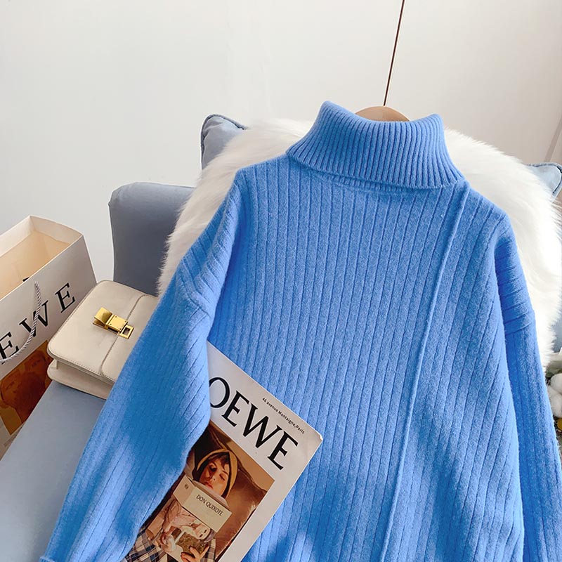 Lazy wind high neck sweater thickened bottomed Shirt Top  5208