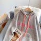 Lazy letter embroidered hooded sweater sweater women's sweater  5216