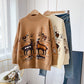 Heavy industry embroidery sweater retro Hong Kong Style half high collar  5160