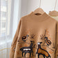 Heavy industry embroidery sweater retro Hong Kong Style half high collar  5160