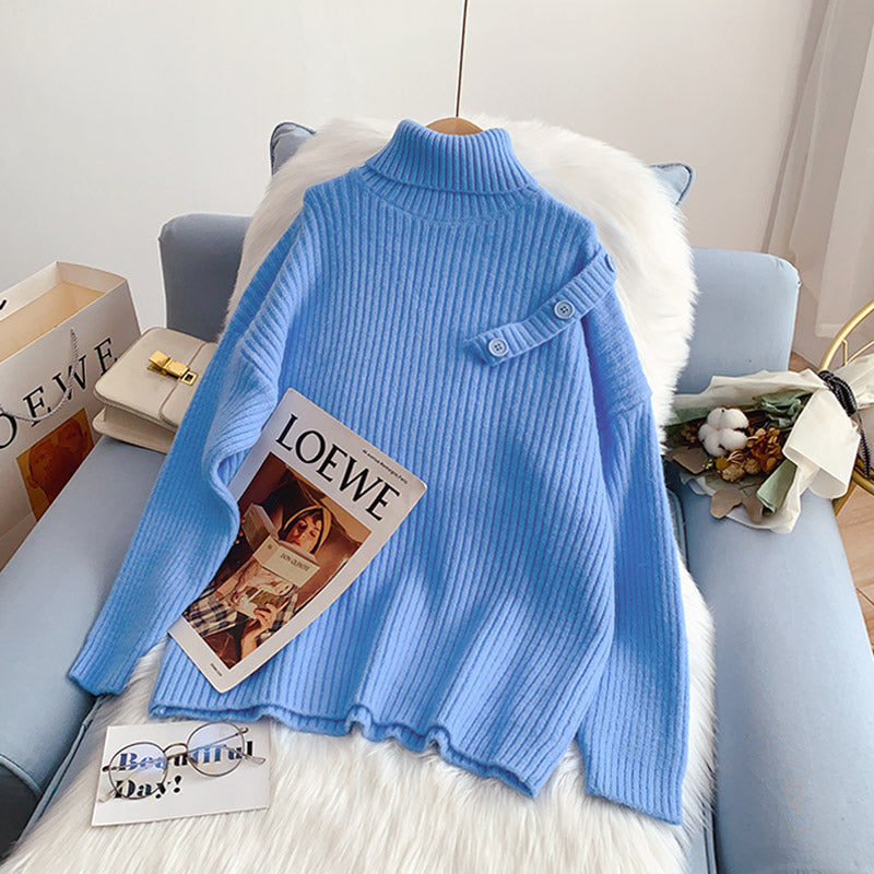 High neck sweater candy color versatile thin Korean bottomed shirt  5236