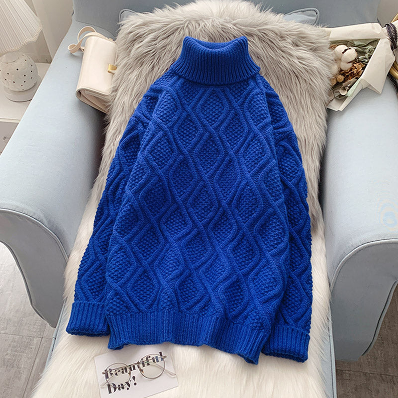 Vintage twist turtleneck sweater with Knitted Top  5108