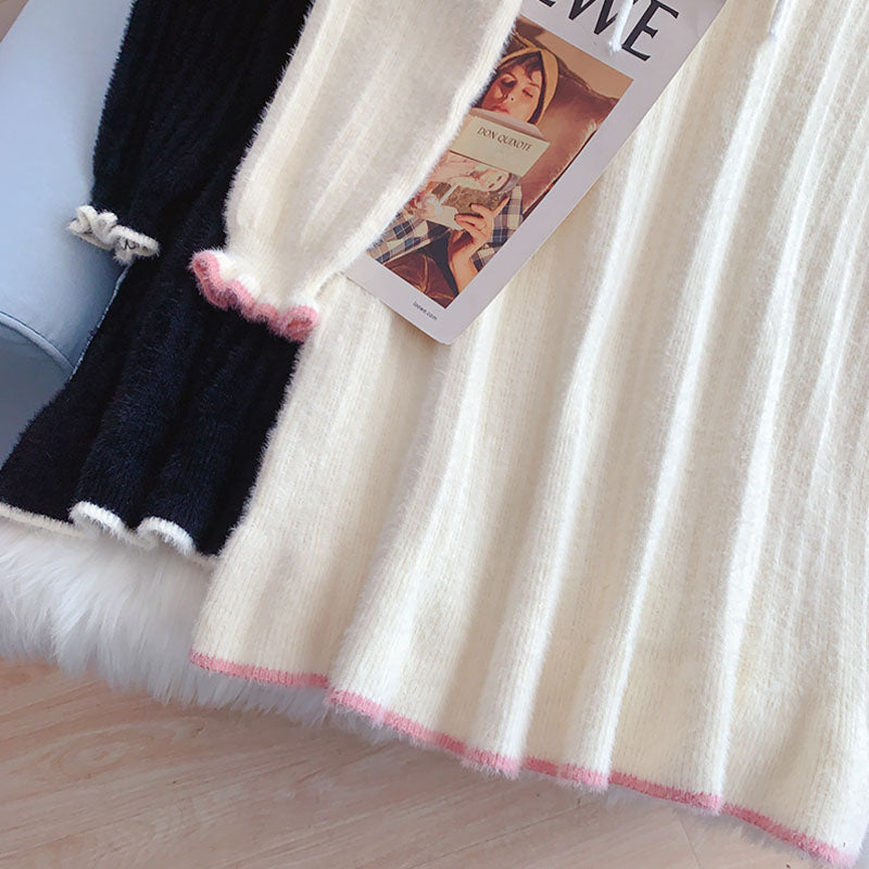 Knitted bottomed dress foreign style aging wool dress  5097