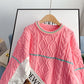 Twist sweater crew neck Pullover Sweater Top  5080