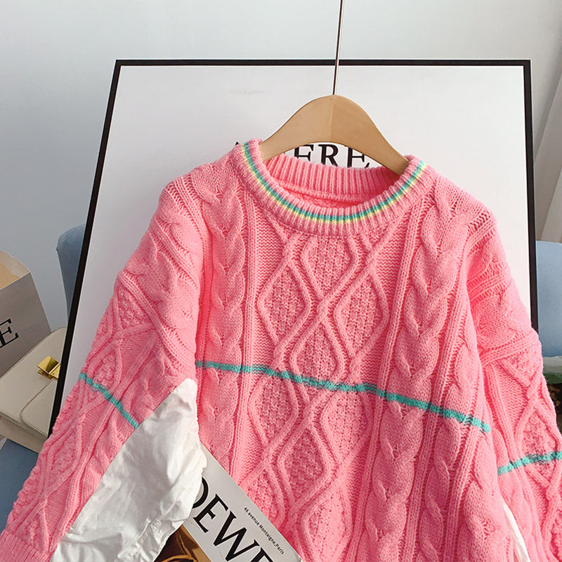 Twist sweater crew neck Pullover Sweater Top  5080
