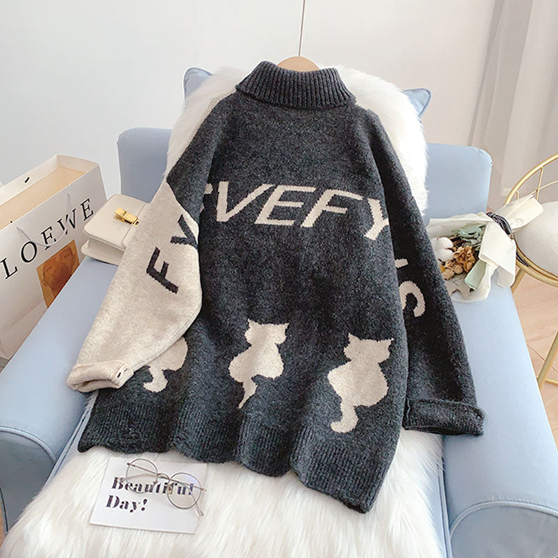 High neck sweater lazy coat versatile bottomed Shirt Top  5104