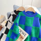 Lazy wind contrast plaid sweater  5063