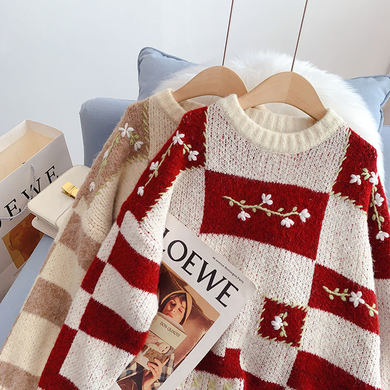 Weihnachten bestickter Pullover japanischer Damenpullover 4976