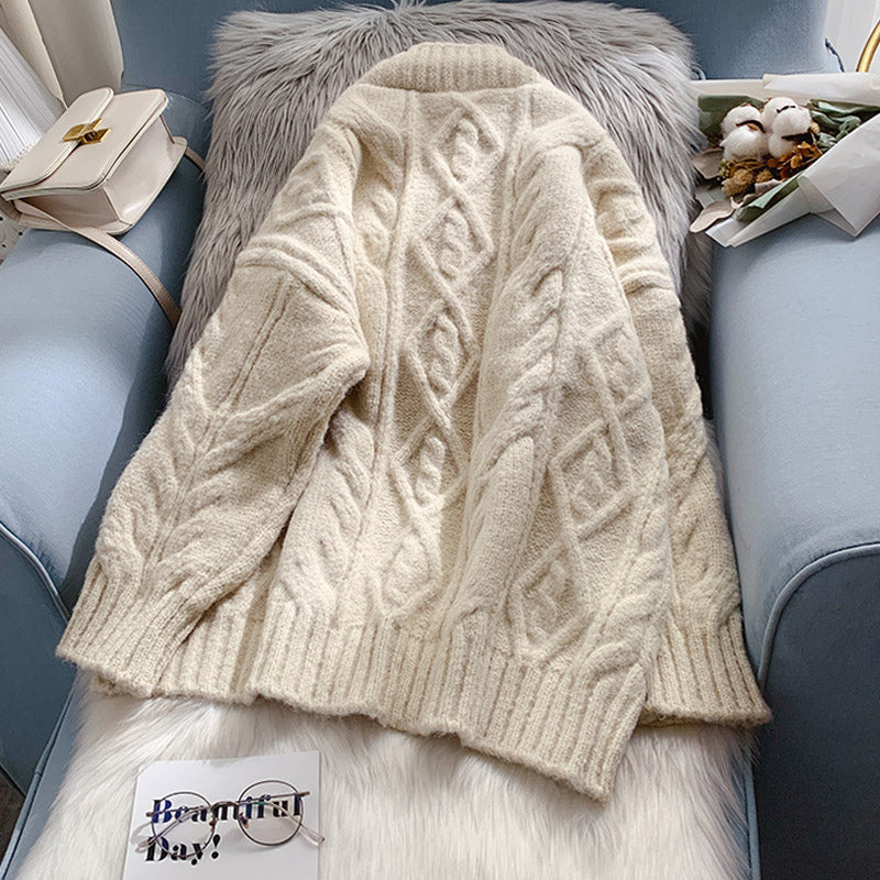 Twist Pullover Cardigan mittellanger Pullover Mantel 5100