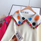 Large lapel color ball sweater aging sweater top  4951