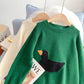 Japanese embroidered duck cartoon sweater  5099
