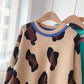 Leopard sweater women's fashion loose Pullover Sweater  5086