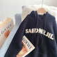 Klein Blue loose hooded sweater sweater  5076