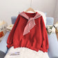 Pullover im College-Stil für Damen, lockerer Pullover Sweater Top 5090
