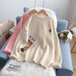 Bestickter Bärenpullover Vielseitiger Pullover für Damen 5029
