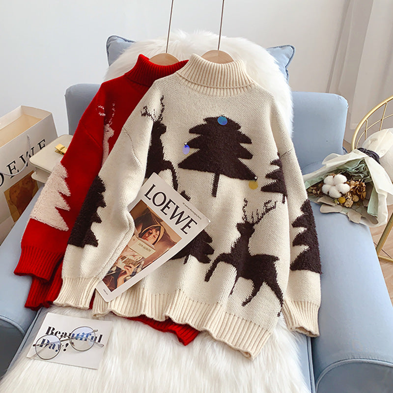 High neck sweater foreign style age reducing sweater  5035